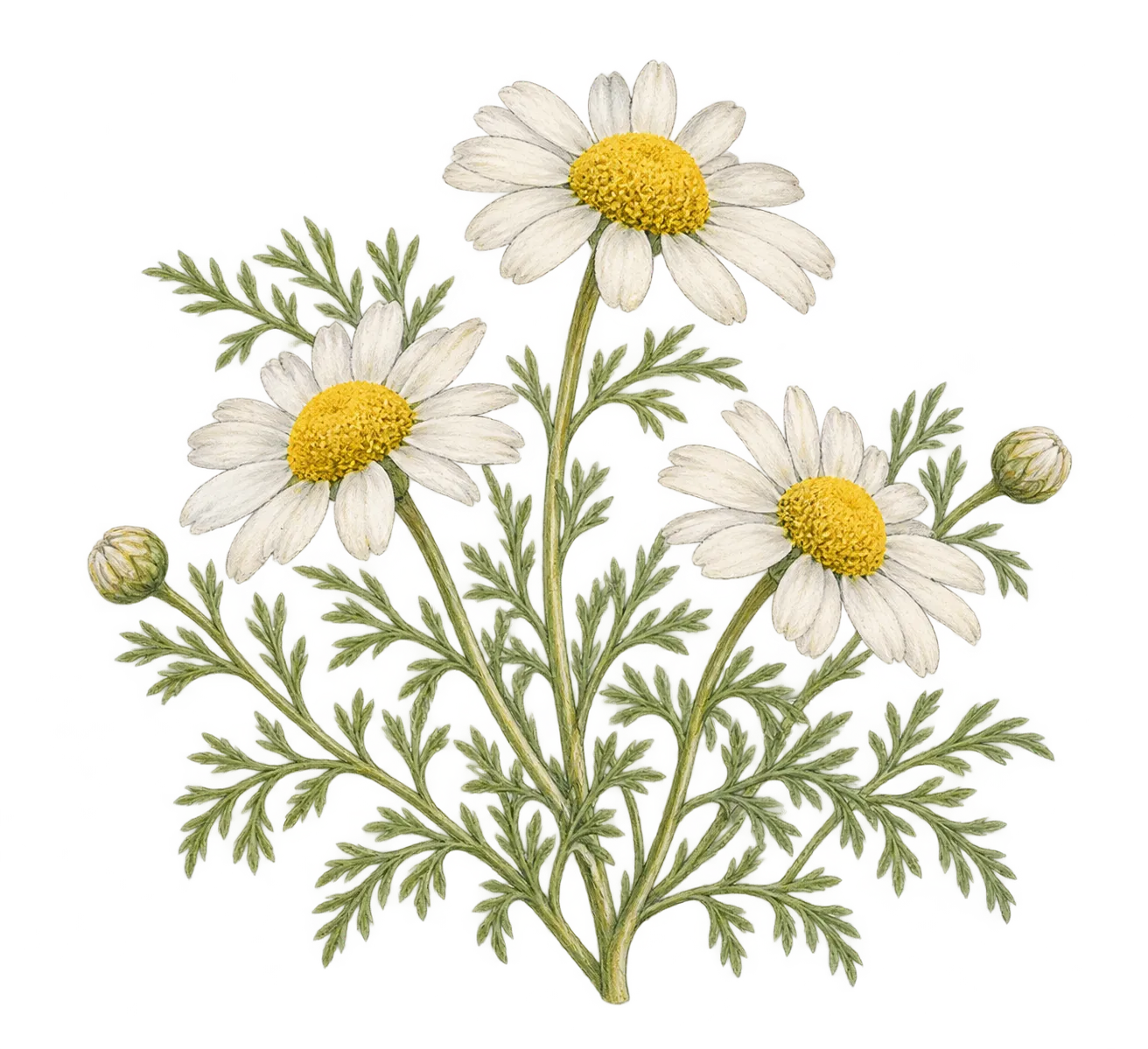 ローマンカモミールの花を中心に描いたイメージイラスト