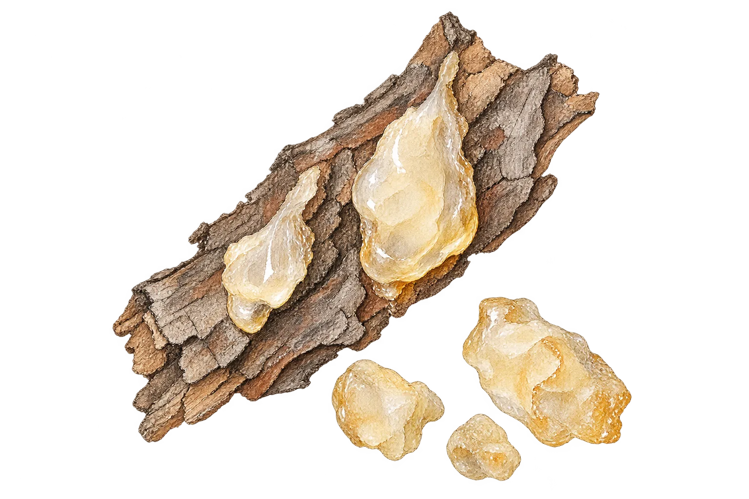 エレミの樹脂と樹皮を描いたイメージイラスト
