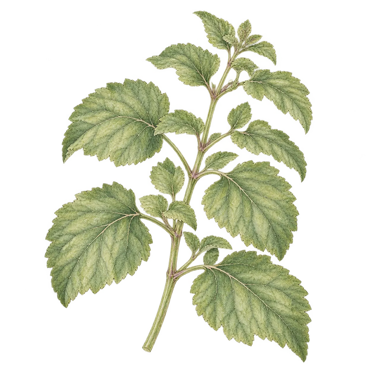 パチュリの原料となる葉や枝を描いたイメージイラスト